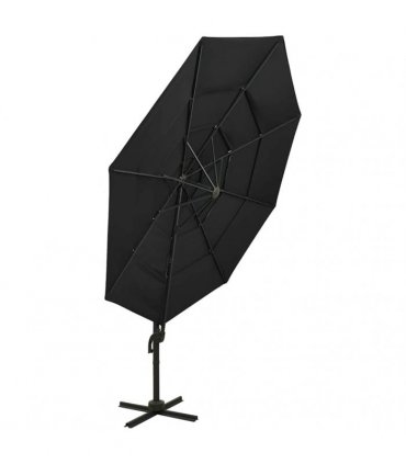 vidaXL 4-Tier Garden Parasol with Aluminium Pole Black 3x3 m