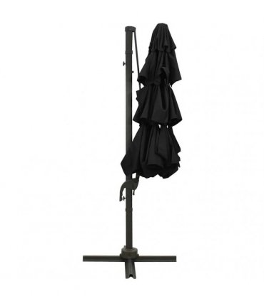 vidaXL 4-Tier Garden Parasol with Aluminium Pole Black 3x3 m