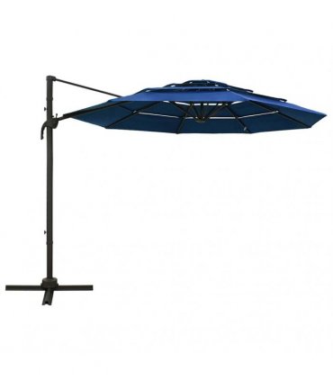 vidaXL 4-Tier Garden Parasol with Aluminium Pole Azure Blue 3x3 m