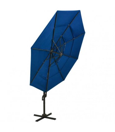 vidaXL 4-Tier Garden Parasol with Aluminium Pole Azure Blue 3x3 m
