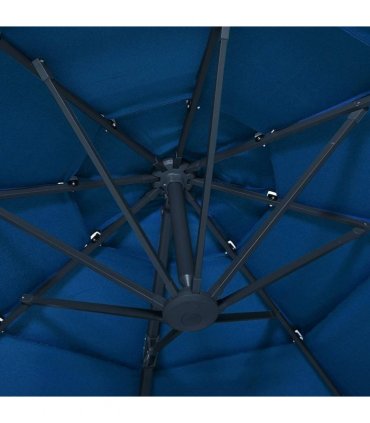 vidaXL 4-Tier Garden Parasol with Aluminium Pole Azure Blue 3x3 m
