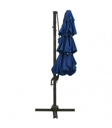 vidaXL 4-Tier Garden Parasol with Aluminium Pole Azure Blue 3x3 m