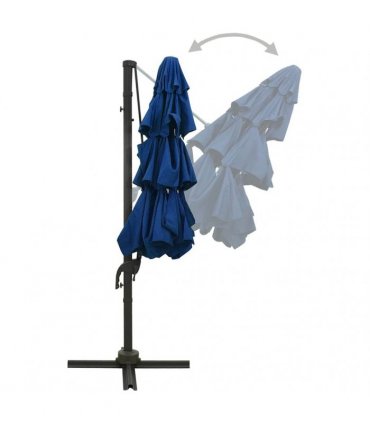 vidaXL 4-Tier Garden Parasol with Aluminium Pole Azure Blue 3x3 m