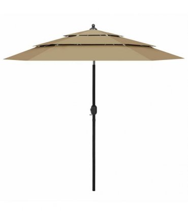 vidaXL 3-Tier Garden Parasol with Aluminium Pole Taupe 2,5 m