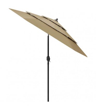 vidaXL 3-Tier Garden Parasol with Aluminium Pole Taupe 2,5 m