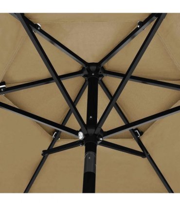 vidaXL 3-Tier Garden Parasol with Aluminium Pole Taupe 2,5 m