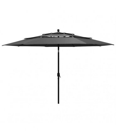 vidaXL 3-Tier Garden Parasol with Aluminium Pole Anthracite 3,5 m