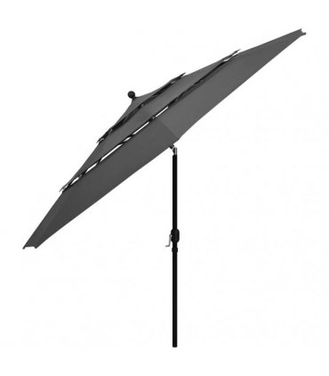 vidaXL 3-Tier Garden Parasol with Aluminium Pole Anthracite 3,5 m