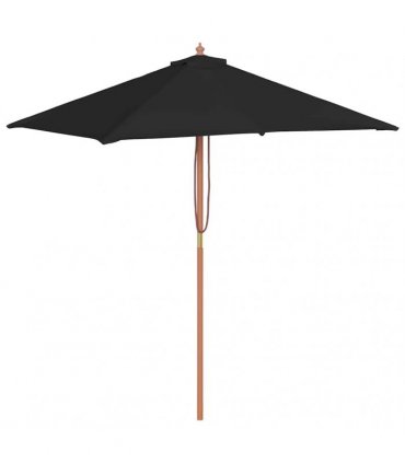 vidaXL Garden Parasol with Wooden Pole Black 150x200 cm