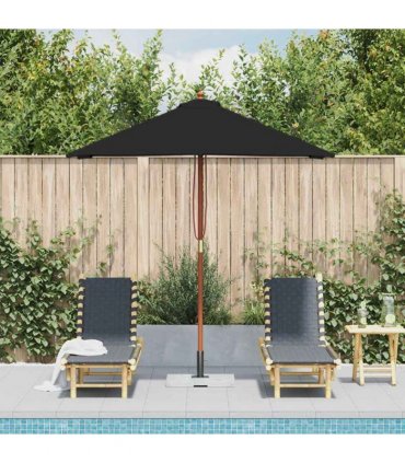 vidaXL Garden Parasol with Wooden Pole Black 150x200 cm
