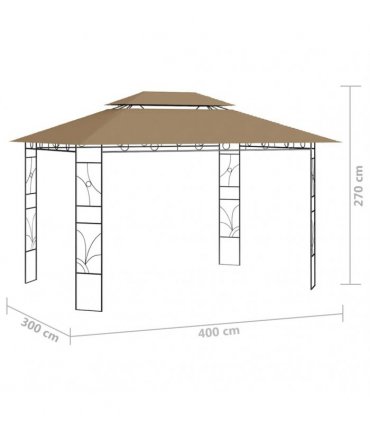 vidaXL Gazebo 4x3x2,7 m Taupe 160 g/m²