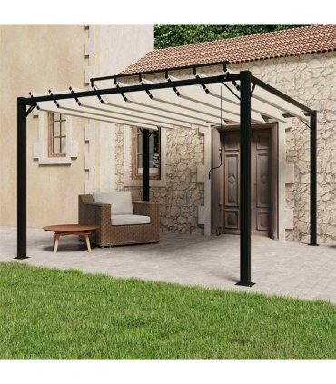 vidaXL Gazebo with Louvered Roof 3x3 m Cream Fabric and Aluminium