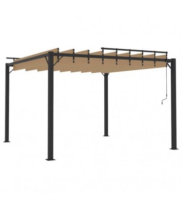 vidaXL Gazebo with Louvered Roof 3x3 m Taupe Fabric and Aluminium
