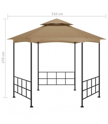 vidaXL Gazebo with Sidewalls 3,1x2,7 m Taupe
