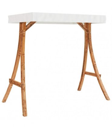 vidaXL Swing Frame with Cream Roof Solid Bent Wood with Teak Finish