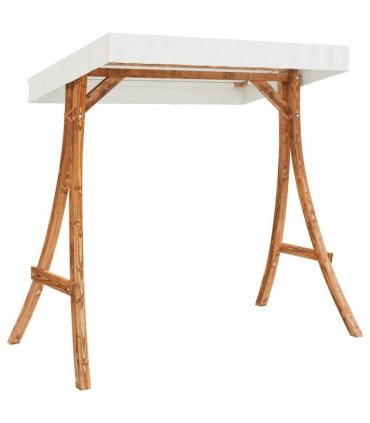 vidaXL Swing Frame with Cream Roof Solid Bent Wood with Teak Finish