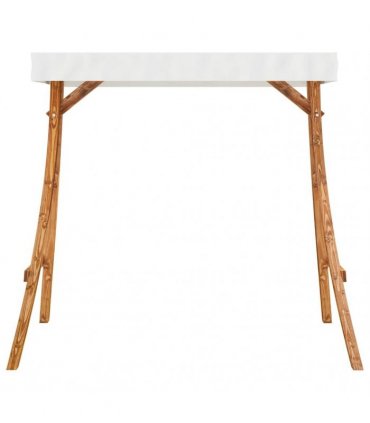 vidaXL Swing Frame with Cream Roof Solid Bent Wood with Teak Finish