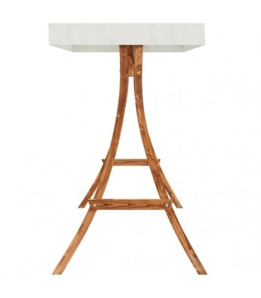 vidaXL Swing Frame with Cream Roof Solid Bent Wood with Teak Finish