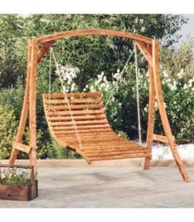 vidaXL Swing Bed Solid Bent Wood with Teak Finish 115x147x46 cm