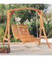 vidaXL Swing Bed Solid Bent Wood with Teak Finish 115x147x46 cm