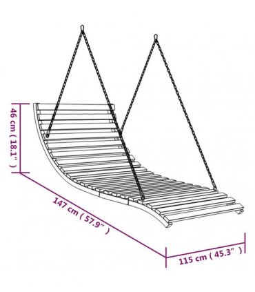 vidaXL Swing Bed Solid Bent Wood with Teak Finish 115x147x46 cm