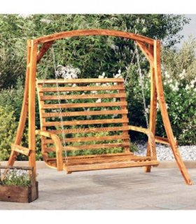 vidaXL Swing Bench Solid Bent Wood with Teak Finish 126x63x92 cm