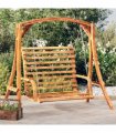 vidaXL Swing Bench Solid Bent Wood with Teak Finish 126x63x92 cm