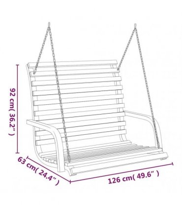 vidaXL Swing Bench Solid Bent Wood with Teak Finish 126x63x92 cm