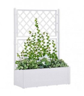 vidaXL Garden Raised Bed with Trellis and Self Watering System White
