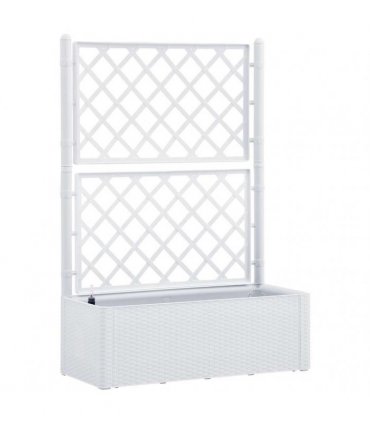 vidaXL Garden Raised Bed with Trellis and Self Watering System White