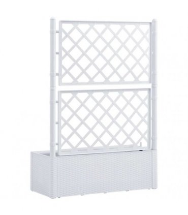 vidaXL Garden Raised Bed with Trellis and Self Watering System White