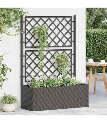 vidaXL Garden Raised Bed with Trellis&Self Watering System Anthracite