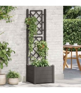 vidaXL Garden Planter with Trellis 43x43x142 cm PP Anthracite