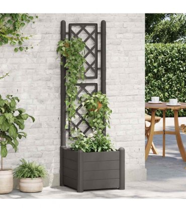vidaXL Garden Planter with Trellis 43x43x142 cm PP Anthracite
