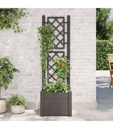 vidaXL Garden Planter with Trellis 43x43x142 cm PP Anthracite