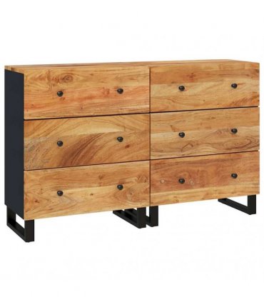 vidaXL Sideboards 2 pcs 60x33x75 cm Solid Wood Acacia