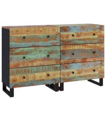 vidaXL Sideboards 2 pcs 60x33x75 cm Solid Wood Reclaimed