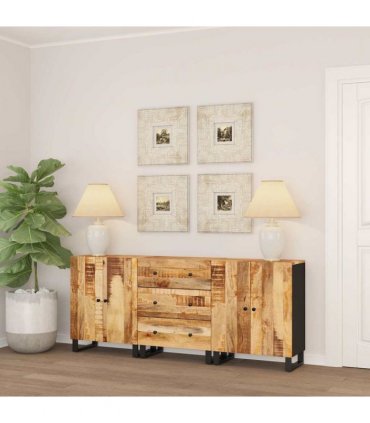 vidaXL Sideboards 3 pcs Rough Mango Wood