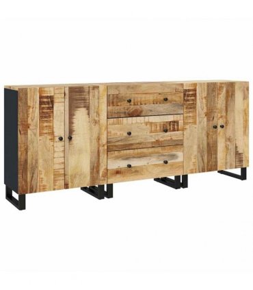 vidaXL Sideboards 3 pcs Rough Mango Wood