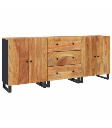 vidaXL 3 Piece Sideboards Solid Wood Acacia