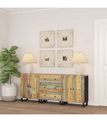 vidaXL 3 Piece Sideboards Solid Wood Reclaimed