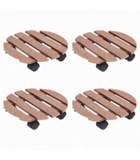 vidaXL Plant Trolleys 4 pcs Brown Ø30x7,5 cm WPC