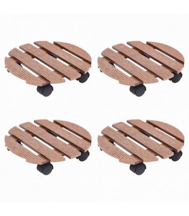 vidaXL Plant Trolleys 4 pcs Brown Ø30x7,5 cm WPC