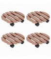 vidaXL Plant Trolleys 4 pcs Brown Ø30x7,5 cm WPC