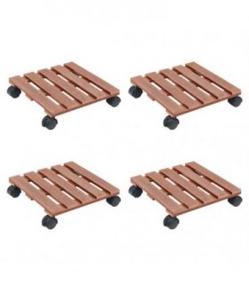 vidaXL Plant Trolleys 4 pcs Brown 30x30x7,5 cm WPC