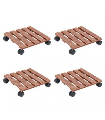 vidaXL Plant Trolleys 4 pcs Brown 30x30x7,5 cm WPC