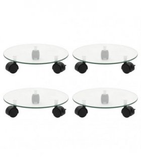 vidaXL Plant Rollers 4 pcs 28 cm Tempered Glass Round