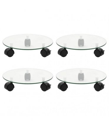 vidaXL Plant Rollers 4 pcs 28 cm Tempered Glass Round