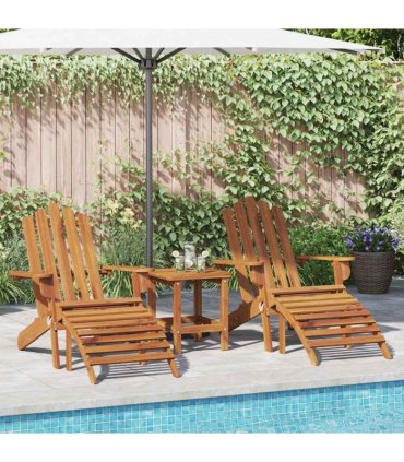 vidaXL Garden Adirondack Chairs with Footrests 2 pcs Solid Wood Acacia