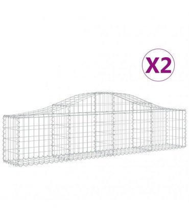vidaXL Arched Gabion Baskets 2 pcs 200x30x40/60 cm Galvanised Iron